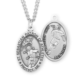 Sterling Silver Saint Sebastian Lacrosse Athlete Medal