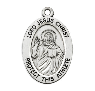 Lord Jesus Christ Oval Sterling Silver Baseball Male Athlete Medal