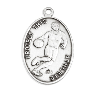 Lord Jesus Christ Oval Sterling Silver Basketball Male Athlete Medal