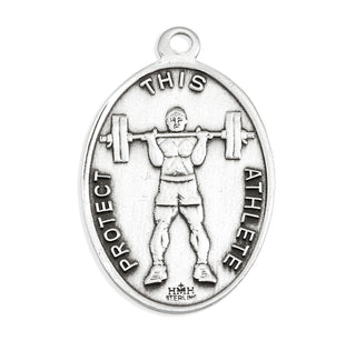Lord Jesus Christ Oval Sterling Silver weightlifting Male Athlete Medal