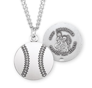 Sterling Silver Saint Christopher Baseball Athlete Medal