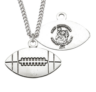 Sterling Silver Saint Christopher Football Athlete Medal