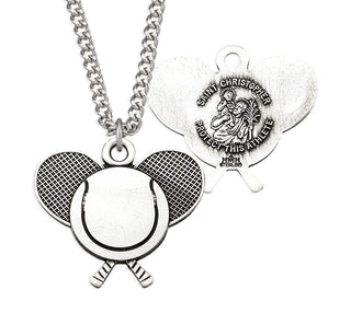 Sterling Silver Saint Christopher Tennis Athlete Medal