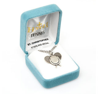 Sterling Silver St. Christopher Tennis Athlete Medal