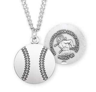 Sterling Silver Saint Sebastian Baseball Athlete Medal