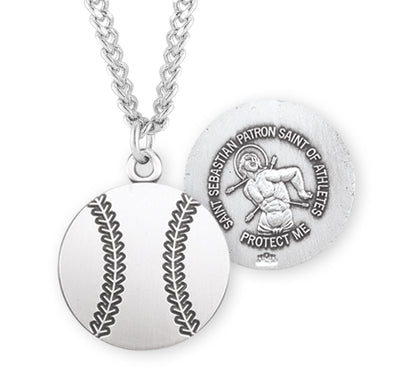 Sterling Silver St. Sebastian Baseball Athlete Medal