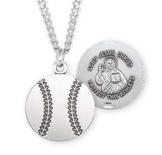 Sterling Silver Christ Baseball Athlete Medal