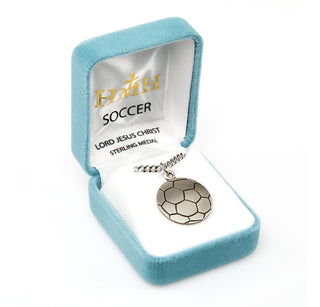 Sterling Silver Christ Soccer Athlete Medal