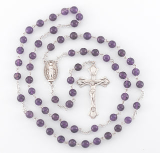 Genuine Amethyst Sterling Rosary - Engravable