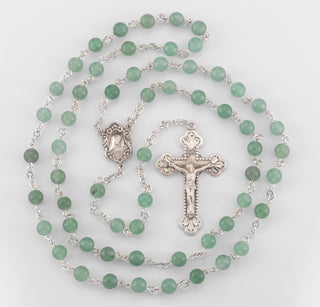Genuine Aventurine Sterling Rosary - Engravable