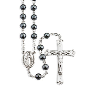 Genuine Hematite Sterling Rosary Engravable
