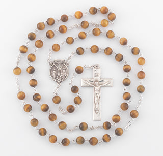 Genuine Tiger Eye Sterling Rosary - Engravable