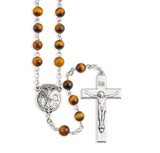 Genuine Tiger Eye Sterling Rosary Engravable