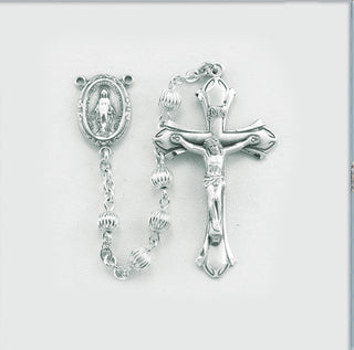 Straight Corrugated Sterling Silver Rosary - Engravable