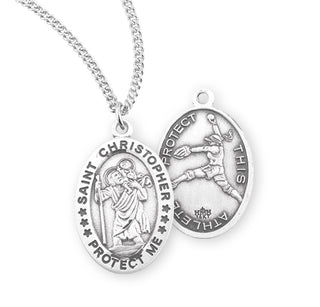 Sterling Silver Saint Christopher Softball Athlete Medal