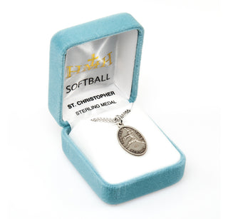 Sterling Silver St. Christopher Softball Athlete Medal