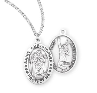 Sterling Silver Saint Christopher Tennis Athlete Medal