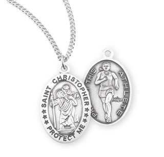 Sterling Silver Saint Christopher Track Athlete Medal