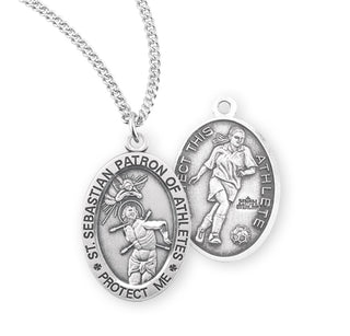 Sterling Silver Saint Sebastian Soccer Athlete Medal