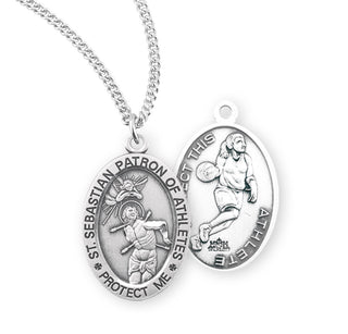 Sterling Silver Saint Sebastian Basketball Athlete Medal