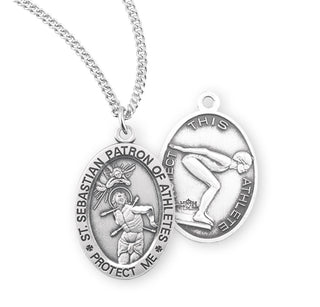 Sterling Silver Saint Sebastian Swimming Athlete Medal