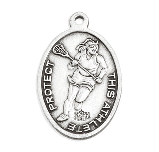 Sterling Silver St. Sebastian Lacrosse Athlete Medal