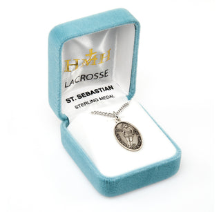 Sterling Silver St. Sebastian Lacrosse Athlete Medal