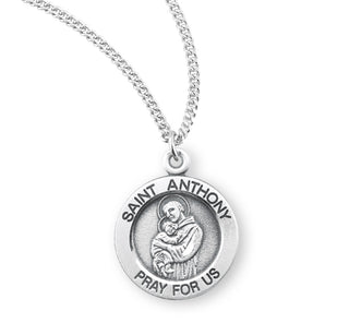Patron Saint Anthony Round Sterling Silver Medal