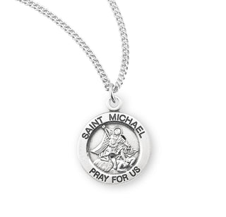 Sterling Silver Round Shaped Saint Michael Medal