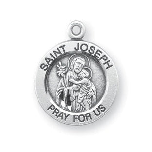 Sterling Silver Round Shaped Saint Joseph Medal