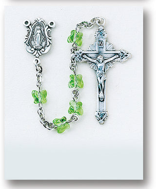 Peridot Finest Austrian Crystal Sterling Rosary Beads - Engravable
