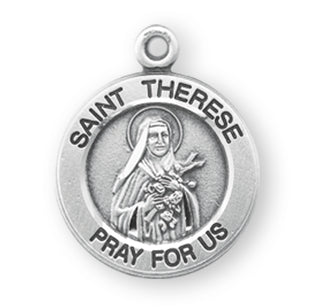 Sterling Silver Round Shaped St. Therese Medal