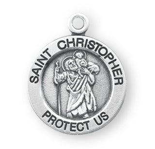 Sterling Silver Round Shaped St. Christopher Medal