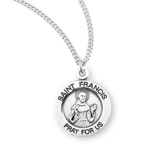 Sterling Silver Round Shaped Saint Francis Medal