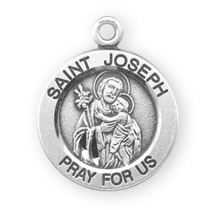 Sterling Silver Round Shaped St. Joseph Medal
