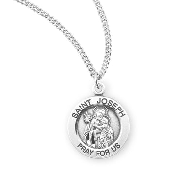 Sterling Silver Round Shaped St. Joseph Medal