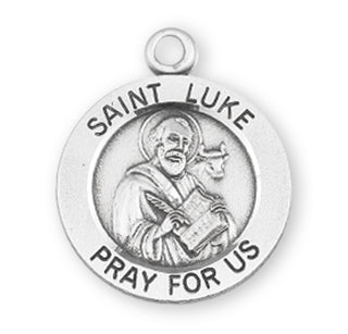 Sterling Silver Round Shaped St. Luke Medal