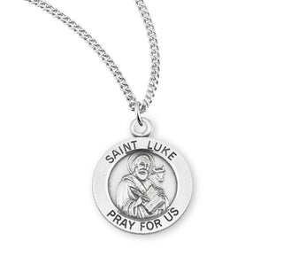 Sterling Silver Round Shaped Saint Luke Medal