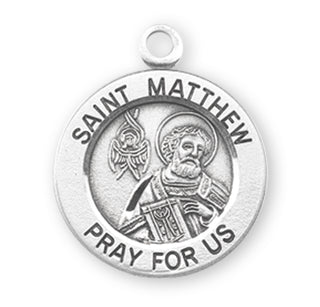 Sterling Silver Round Shaped St. Matthew Medal