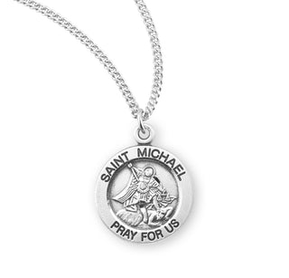 Sterling Silver Round Saint Michael Medal