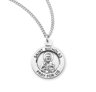 Sterling Silver Round Shaped Saint Nicholas Medal