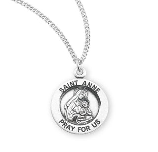 Sterling Silver Round Shaped Saint Anne Medal