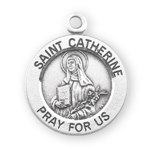 Sterling Silver Round Shaped St. Catherine Medal