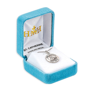 Sterling Silver Round Shaped St. Catherine Medal