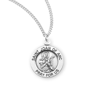 Sterling Silver Round Shaped St. Joan of Arc Medal