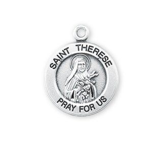Sterling Silver Round Shaped St. Therese Medal