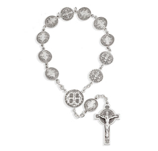 Single Decade Saint Benedict Sterling Silver One Decade Rosary