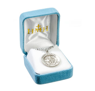 Patron Saint Michael the Archangel Round Sterling Silver Medal
