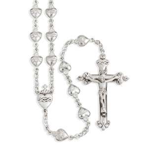 Sterling Silver Sacred Heart Rosary - Engravable