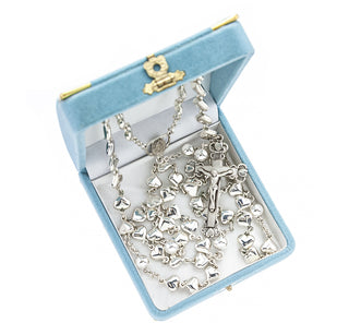 Sterling Silver Heart Shaped Rosary - Engravable